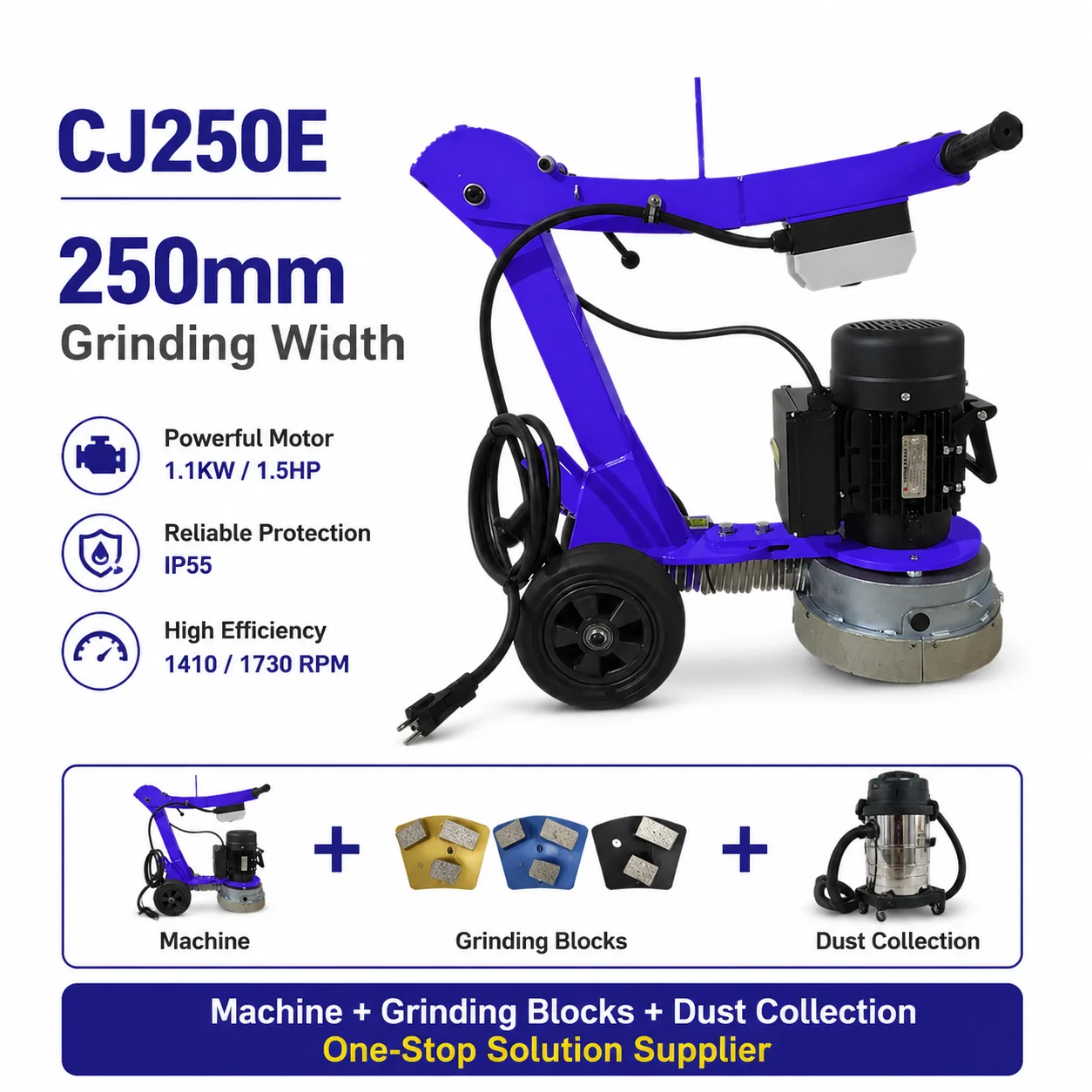 Electric Epoxy Floor Grinding Machine 250mm For Coating Removal Surface Preparation Concrete Polishing 110V 220V