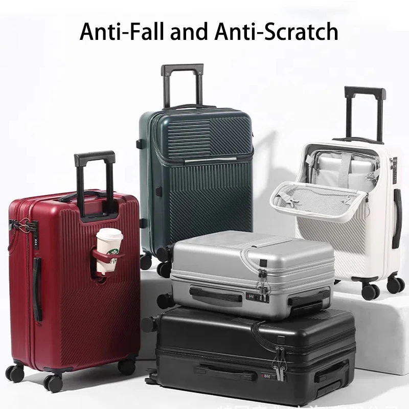 

Многофункциональный передний открытый чемодан, 20/22/24/26 дюймов, дорожный чемодан из АБС-пластика с противоударной конструкцией и разделением для влажной и сухой поездки