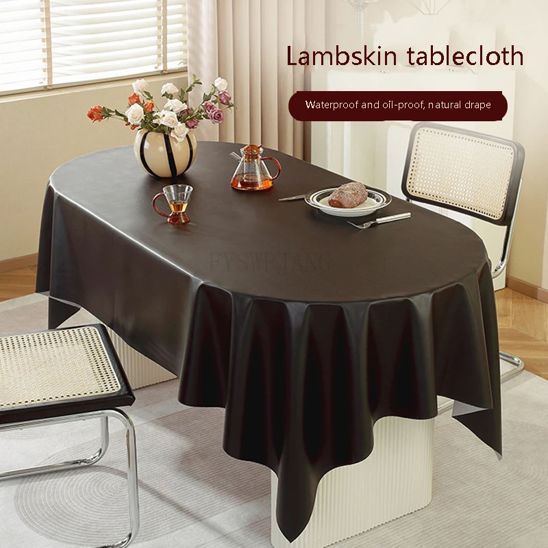 

Lambskin Tablecloth Solid Color Wash-Free Oil-Proof And Waterproof Light Luxury Coffee Table Tablecloth Anti-Scalding Tablecloth