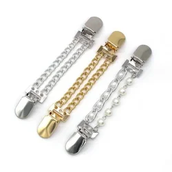 Fashion Cardigan Clip Cape Shawl Shirt Sweater Collar Duck Clip Pearl Rhinestones Blouse Buckle Clothing Decoration Brooch Pin
