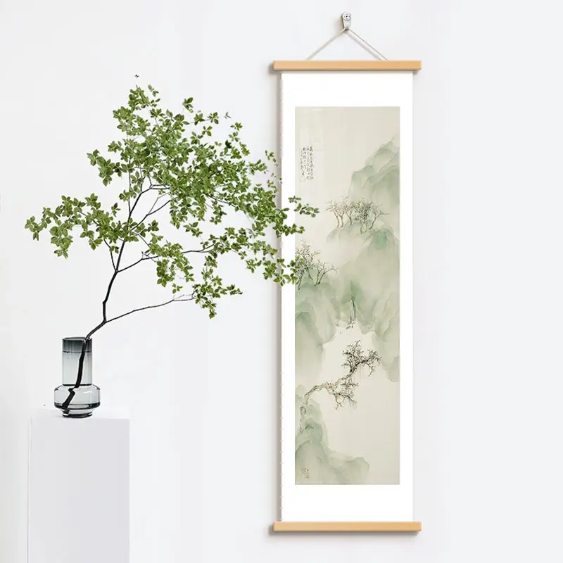 Chinese Landscape Canvas, High-End Wall Art Painting for Entryway, Office, Tea Room, Study & Living Room Home Decor Poster