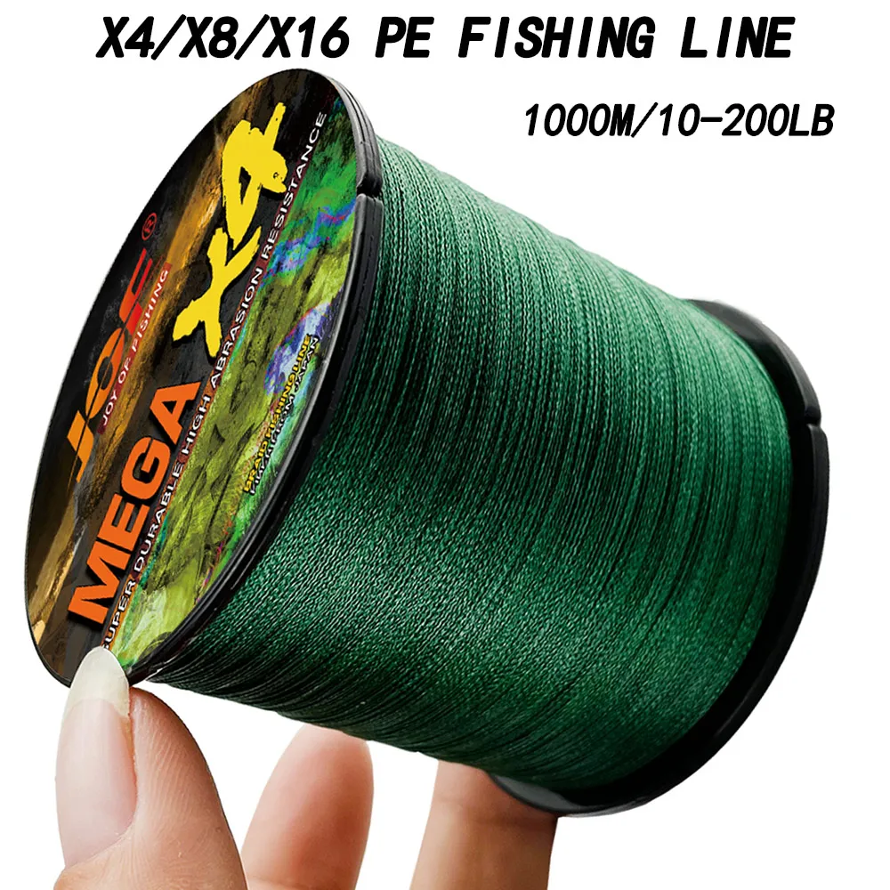 X4/X8/X16 Braided Fishing Line 10-200lb Advanced Braid Multifilament PE Lure Line for Long-distance Strong Pull Fishing 1000M