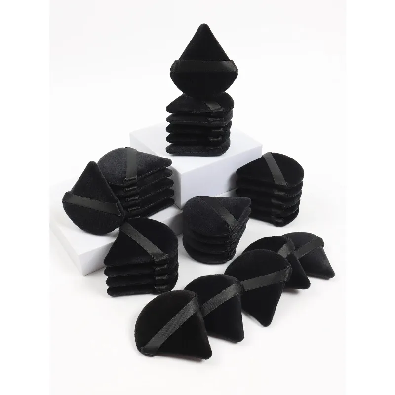 Esponja de maquillaje Facial triangular negra, esponja de terciopelo suave para cosméticos, mezclador de esponjas, base de belleza, esponja de maquillaje, acceso al maquillaje