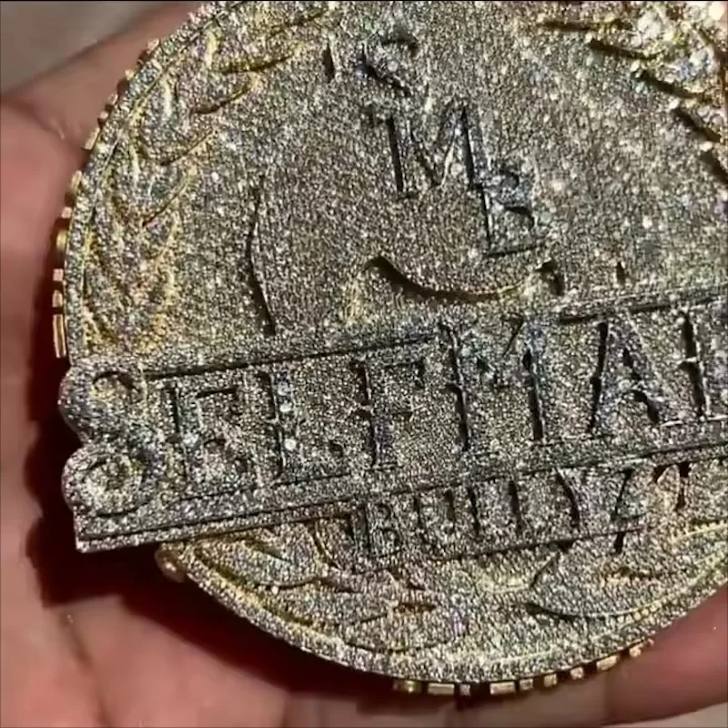 Custom 18K Gold Plating Sterling Silver Selfmade Bully Pendant Vvs Moissanite Diamond Hip Hop Iced Out Necklace Chain Jewelry