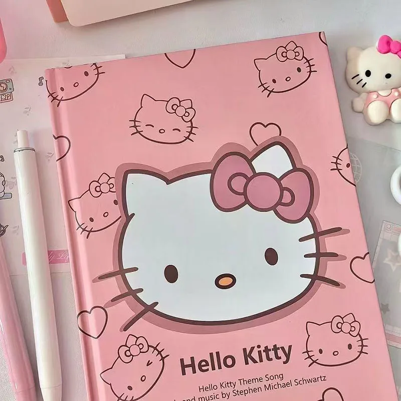 Miniso Hello Kittys Notebook Cute Cartoon Student Stationery A5 80 Page Horizontal Line Book Student Notepad Ins Classmate Gifts