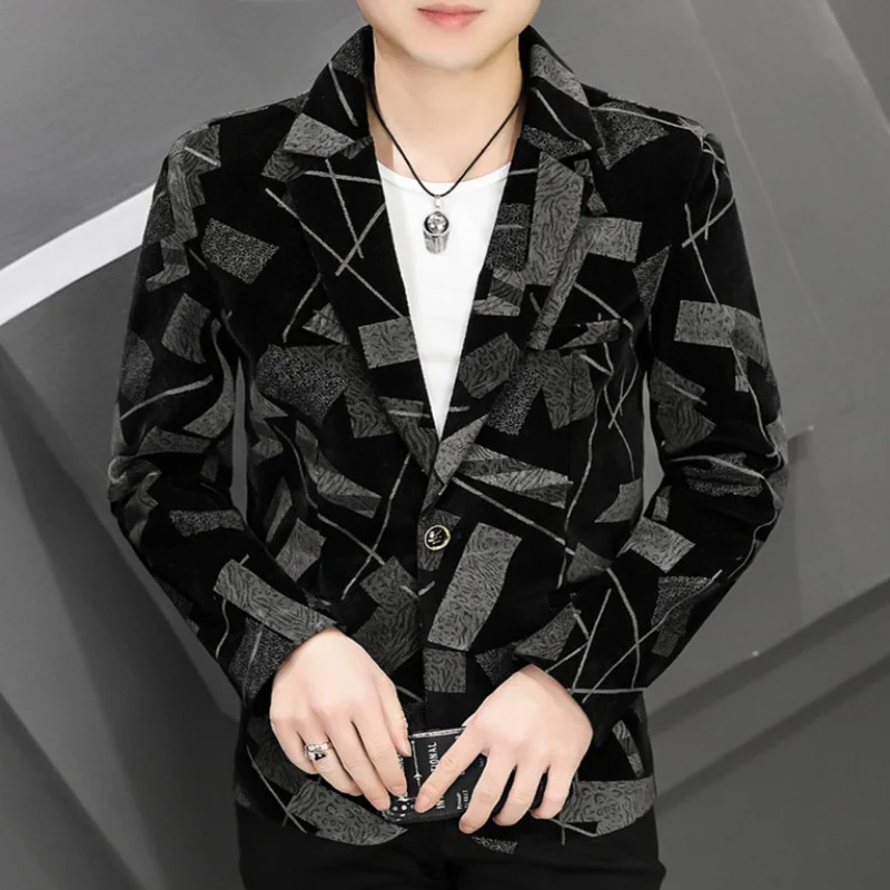 Men\'s High-Quality Corduroy Slim Fit Suit Handsome Youth Style with Single Breasted Blazer Jacket Veste Costume Homme Luxe