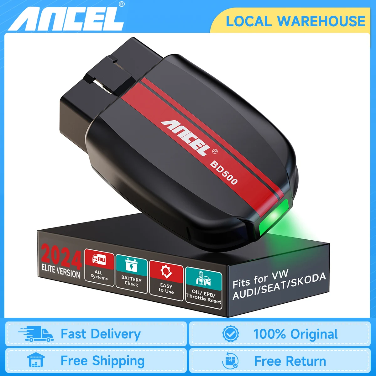 

ANCEL BD500 Bluetooth OBD2 Scanner Car Code Reader Oil EPB ETC Reset Battery Test Auto Diagnostic Tools for VW Audi Seat Skoda