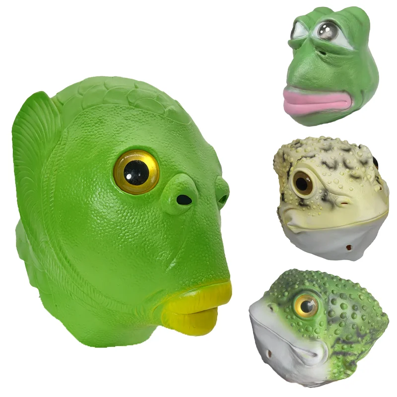 

Sad Frog Mask Halloween Animal Latex Mask Cosplay Funny Frog Mask Headgear Animal Party Dress Up Props