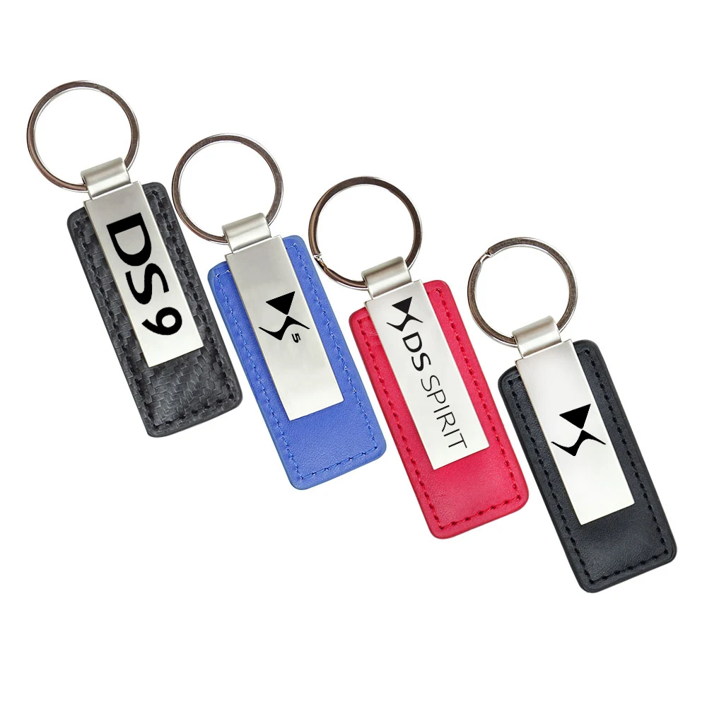 High Quatity Car Key Rings For Citroen DS Spirit DS3 DS4 DS5 DS6 DS7 Crossback DS9 Leather Metal Key Chain Emblem Accessories