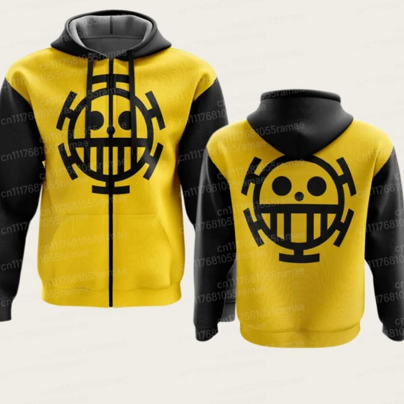 Neuer Oversized One Piece Luffy Anime Kapuzenpullover mit Reißverschluss für Herren und Damen, Streetwear, lässige Pulloverjacke, Langarm, Herbst – Detail 8