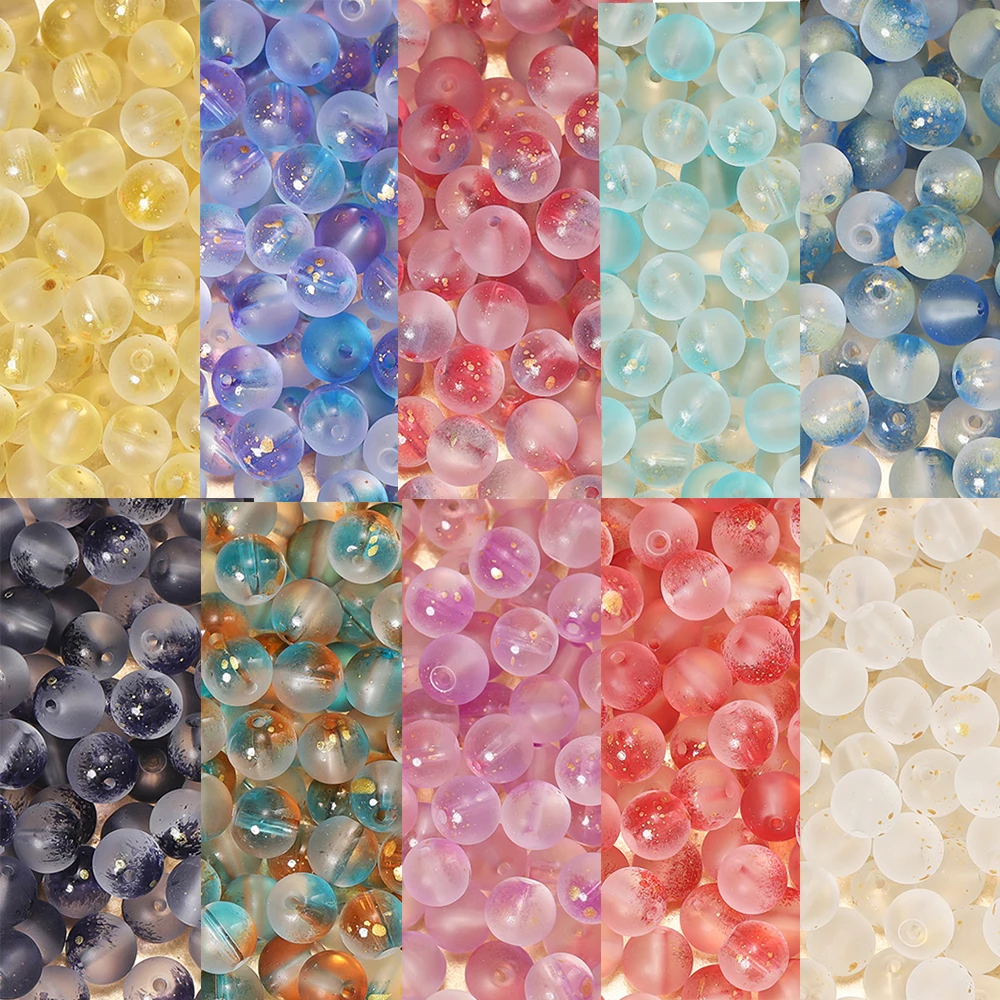 

30pcs Colorful Frosted Glass Beads 8.5mm Round Spacer Bead for Earring Bracelet Necklace Keychain DIY Jewelry Making Accessories