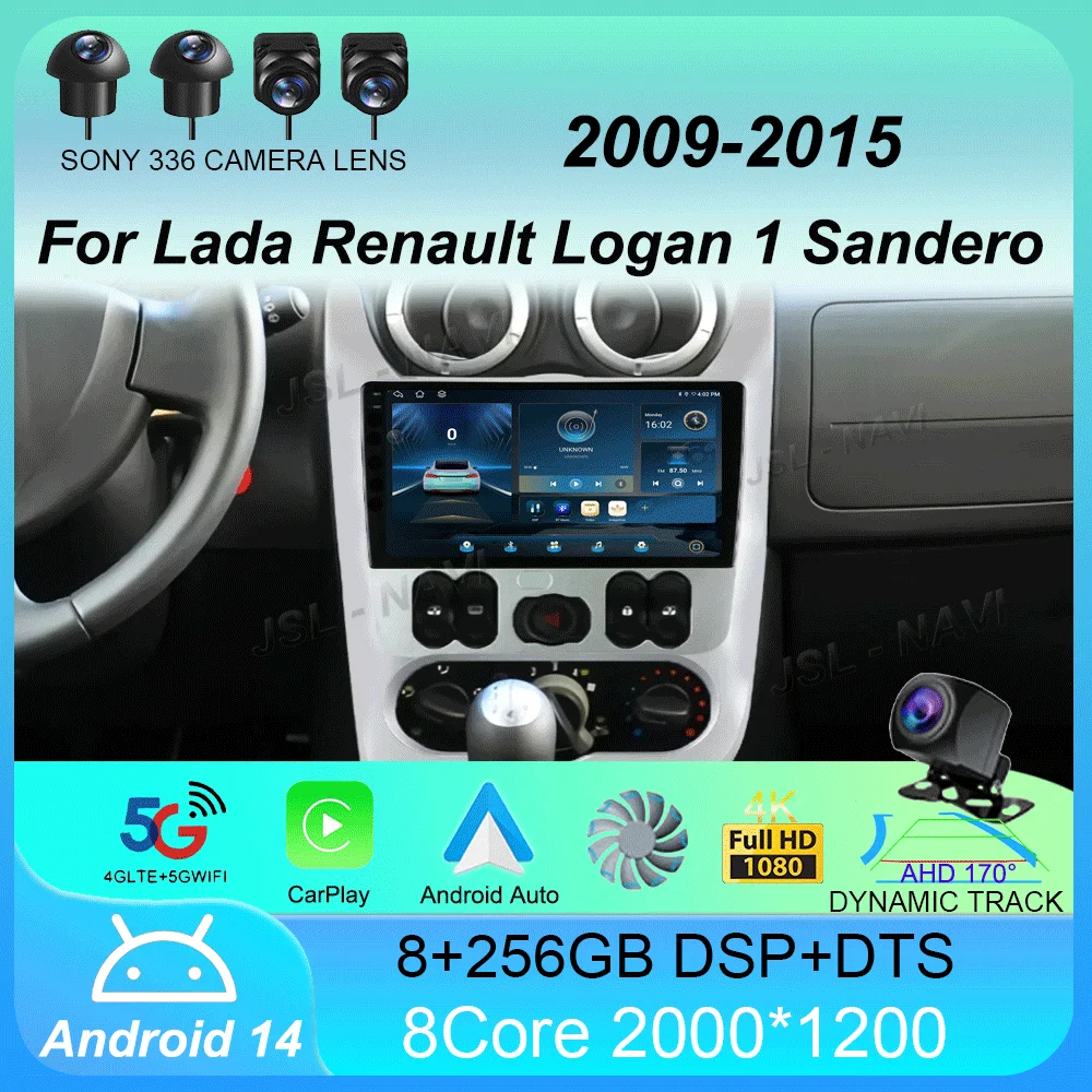 

Car Radio Android 14 2Din Multimedia for Lada Renault Logan 1 Sandero 2009-2015 Dacia Duster Carplay Navigation Head Unit Stereo
