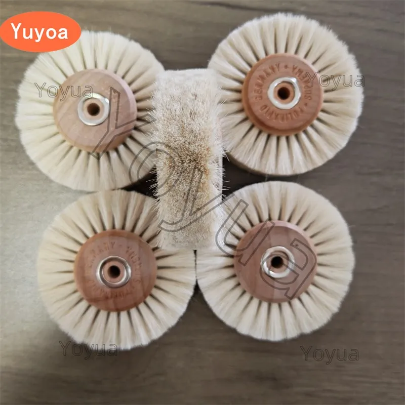 10 Uds 4C 78mm cepillo de pelo de caballo rueda pulidora materiales de laboratorio Dental pestillo pulido limpieza cepillo de cubo de madera para joyería dentadura
