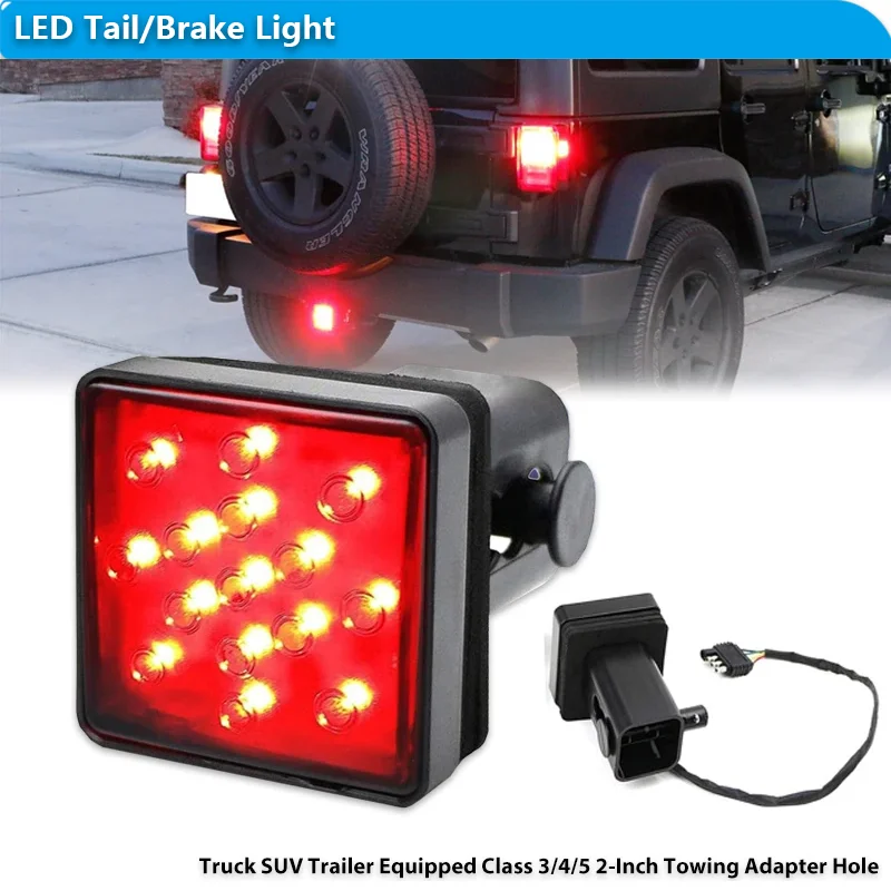 1 قطعة سيارة الضوء الخلفي مقطورة وصلة شاحنة سحب استقبال غطاء الأحمر 15-LED مصباح ليد خلفي/الفرامل شاحنة SUV مقطورة ضوء الفرامل