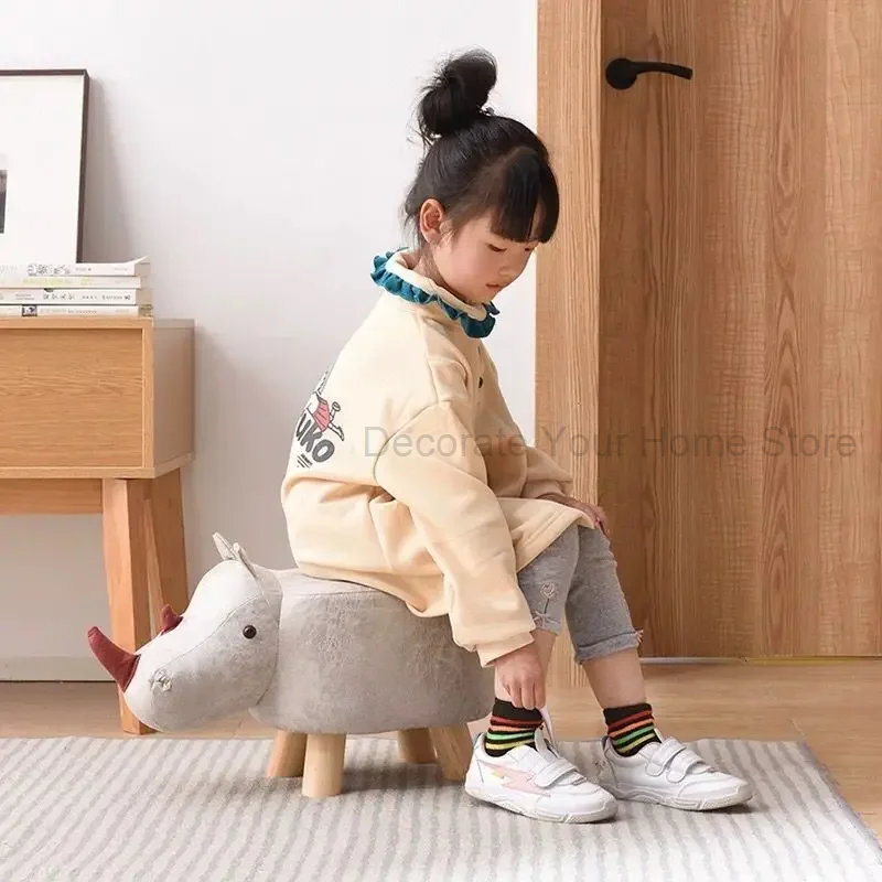 

Animal Stool for Kids Changing Shoes Mound Fashion Creative Elephant Small Stool Home Footstool Cartoon Stool Solid Wood Sofa