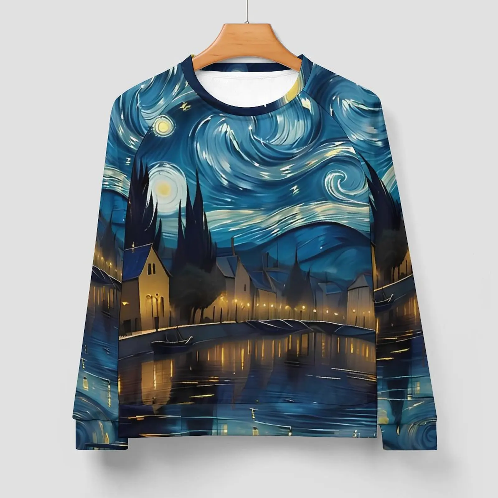 Vincent Van Gogh Starry Night Print Casual Sweatshirts Vintage O Neck Hoodies Autumn Long Sleeve Outerwear Oversize Hoodie Gift