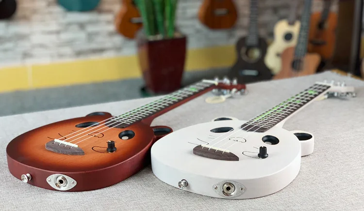 Electric Ukulele 26 Inch Tenor Mahogany Mini Full Solid Silent Panda Ukelele Guitar 4 Strings Guitarra