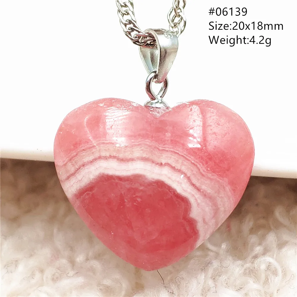 Natural Red Rhodochrosite Pendant Heart Oval Rose Rhodochrosite Women Gemstone Jewelry 925 Sterling Silver AAAAA 3