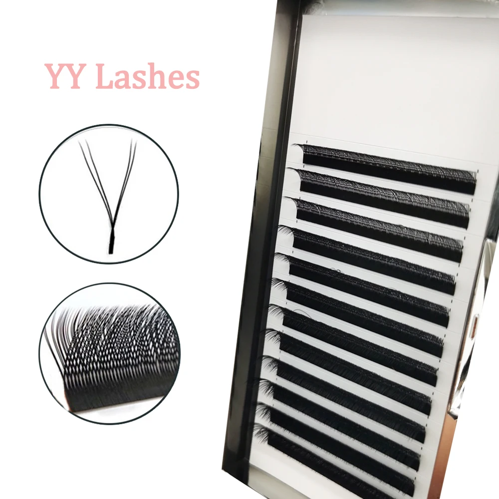 

YY shape Premium Matte Black Individual Eyelash Extension Handmade Woven Premium Mink Soft Light Natural Premade Volume Fan Lash