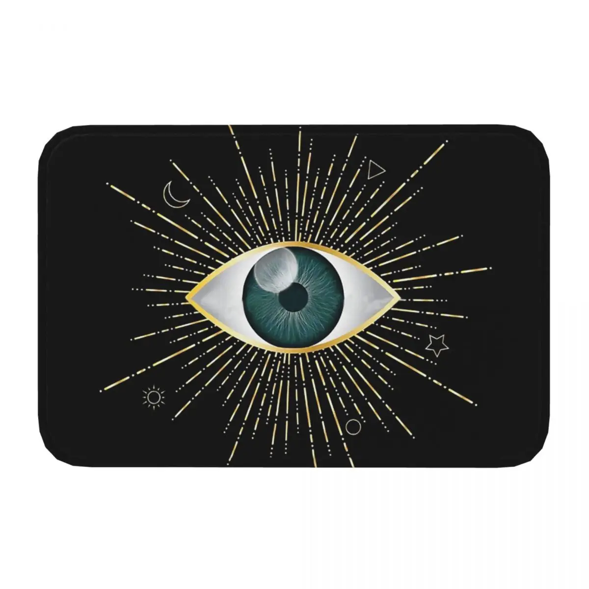 Evil Eye Gold Sun Moon Star Triangle Circle Nazar Mat i Talisman bagno tappeto antiscivolo ciglia ciglia modello soggiorno Mat