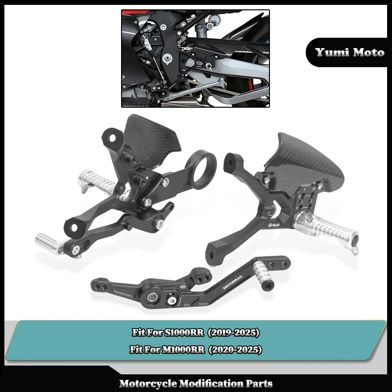 

Fit For BMW S1000RR M1000RR 2019-2025 Motorcycle Adjustable Carbon Fiber board Rear Set Foot Pegs Pedal Raise the foot pedal