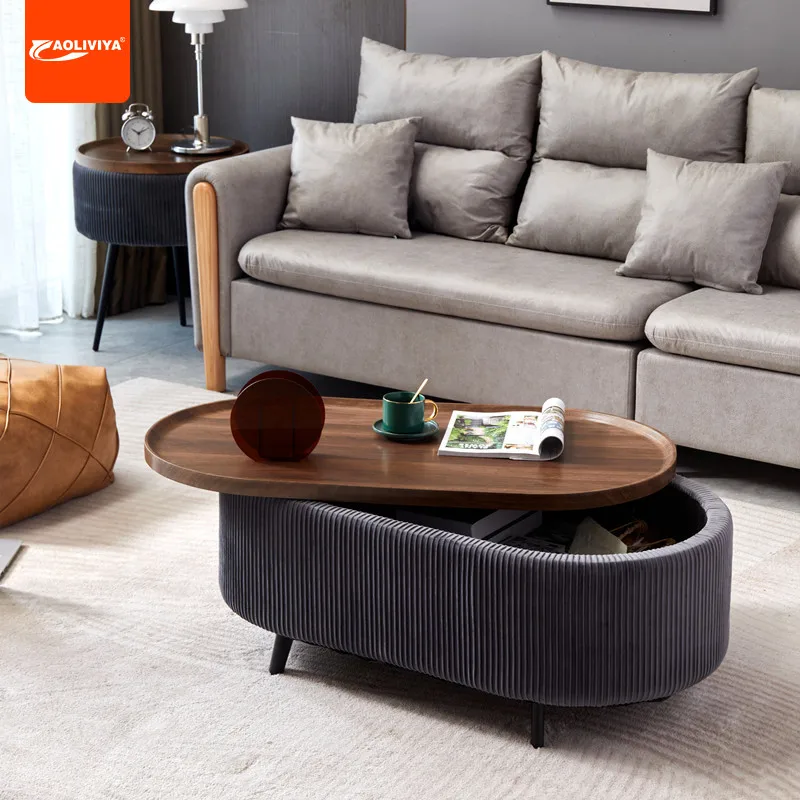 

Aoliviya Small Apartment Soft Bag Storage Tea Table Living Room Home Storage Tea Table Simple Modern round Small Coffee Table So