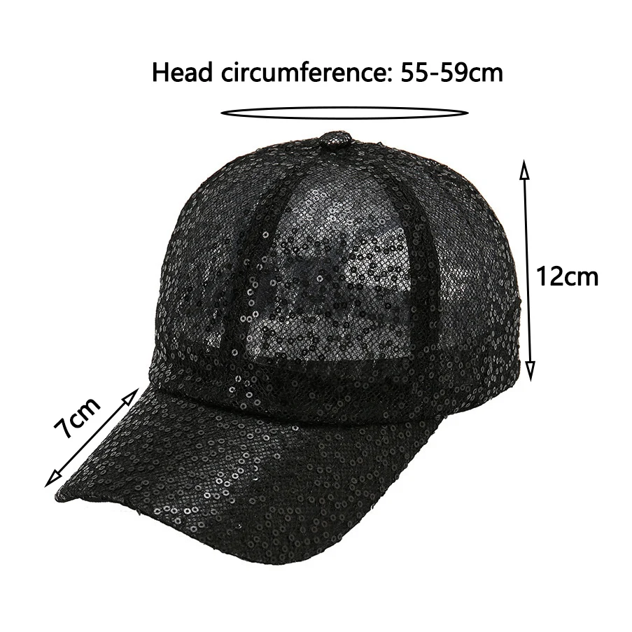 Women Lace Baseball Cap Summer Outdoor Sequins Mesh Breathable Snapback Cap Male Visors Sun Hat Adjustable Hip-hop Hat Dad Hats