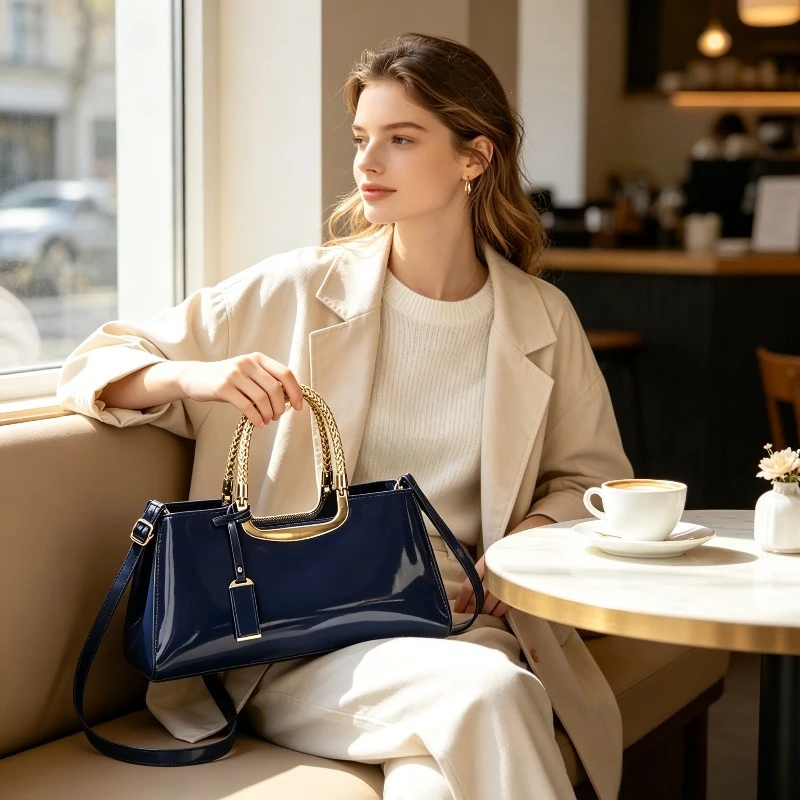 Trendy Shiny PU Patent Leather Women Handbag Fashion Ladies Single Shoulder Daily Versatile Bag