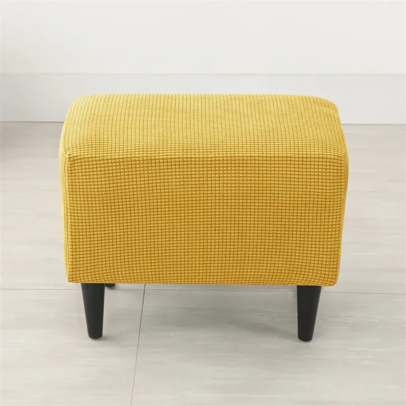 1PC Polar Fleece Ottoman Covers Stretch Rectangle Footrest Cover Non-Slip Anti-Dust Footstool Slipcover Protector Living Room