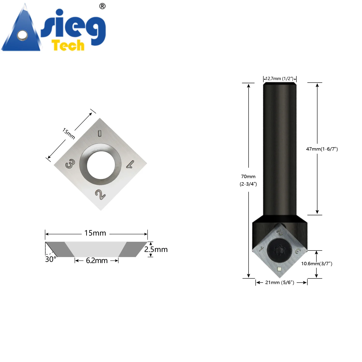 V Groove Router Bit Milling Cutter 12.7mm Shank 90 Degree Replaceable Carbide Insert Cutters 15mm Cut Length for CNC