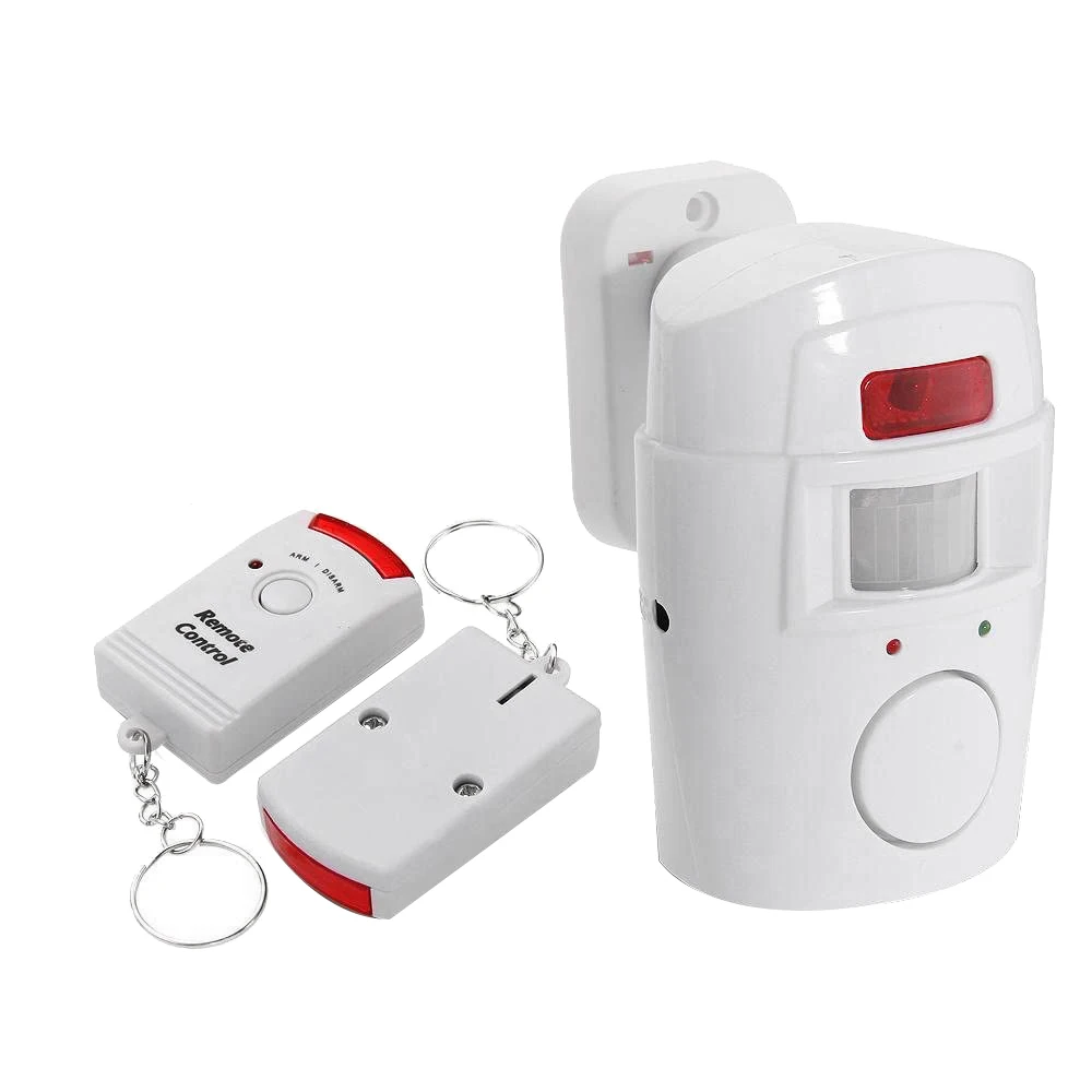 Infrared Motion Sensor Alarm - Burglar Alarm with 2 Remote Controls, Suitable for Home/Garages/Shops