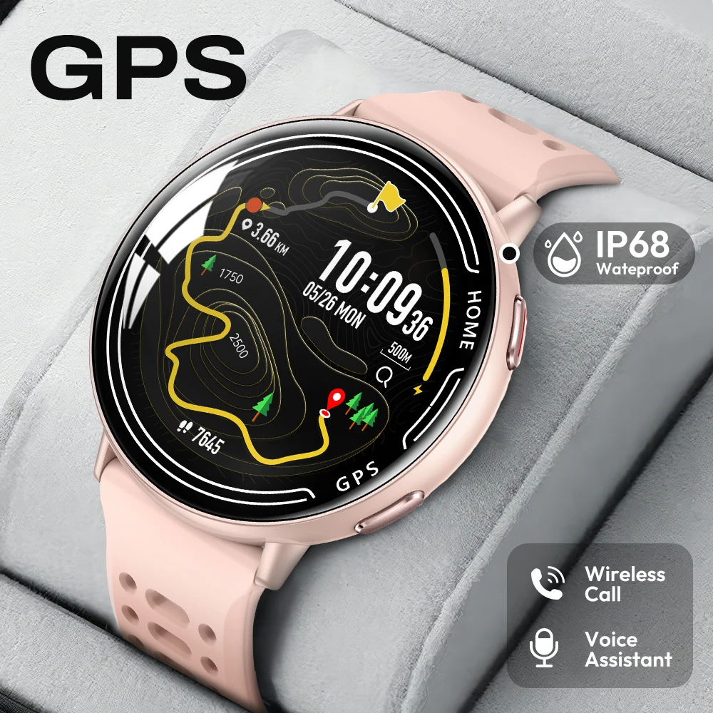 

Смарт-часы со встроенным GPS, Bluetooth-вызовом, Спорт на открытом воздухе, IP68, водонепроницаемые, 100 + спортивный режим, монитор сердечного ритма, умные часы для здоровья, женские