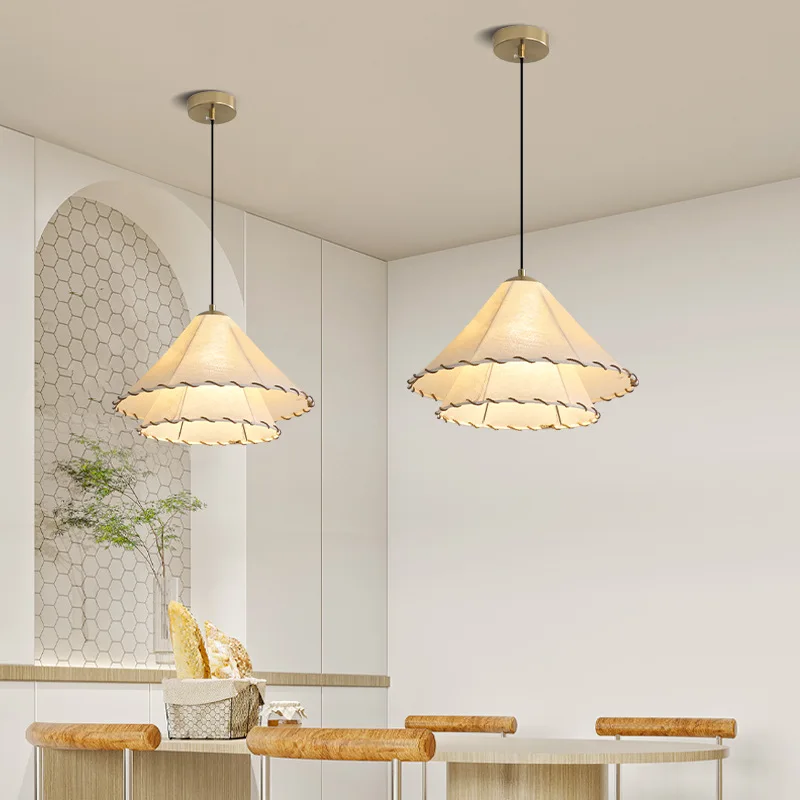 Imagem -05 - Nordic Fabric Led Pendant Light Wabi Sabi Lâmpada Pingente para Sala de Estar Decoração do Lar Quarto Criativo Lâmpada de Chapéu de Linho de Algodão