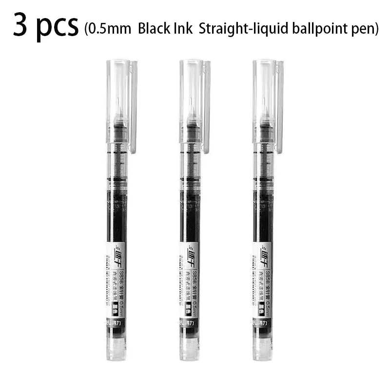 Deli 3 stücke schwarz blau rot Tinte gerade flüssige Kugelschreiber Gel Stift Signatur Stift Schüler liefert Schreibwaren Büro Stift
