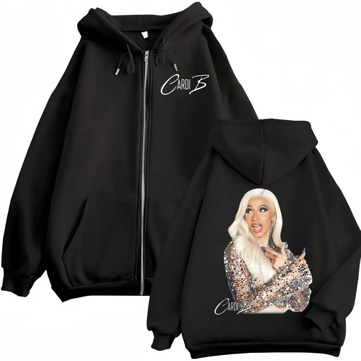 

Rapper Cardi B Graphic Zipper Hoodie Little Miss Drama Tour 2026 Zip Up Zip Up Sweatshirts Men Women Casual Fashion Pullovers