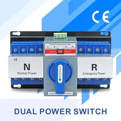 Mini Din Rail 2P 4P ATS Dual Power Automatic Transfer Switch Uninterrupted Power Solar transfer switch 63A Auto/Manual MCB