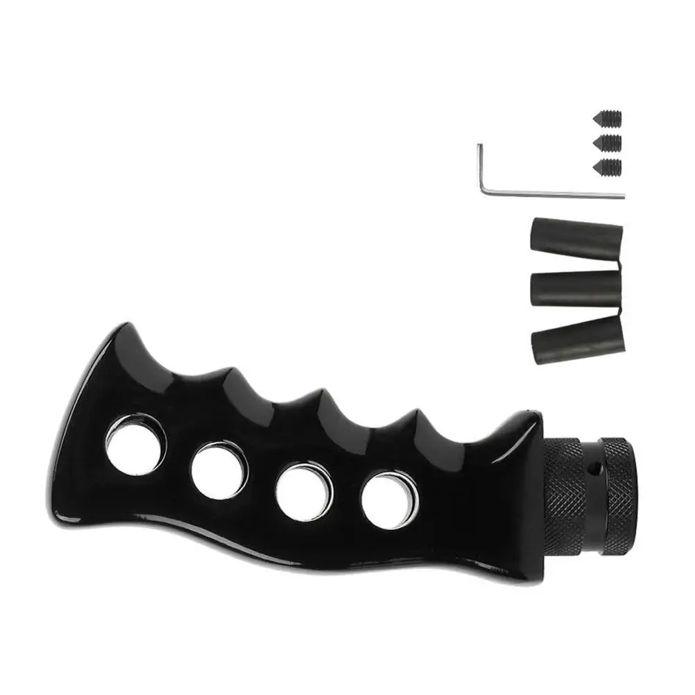 

Knife Handle Shape Gear Head 13CM Black Manual Car Truck Universal Stylish Comfortable Grip Anti Slip Aluminum Resin