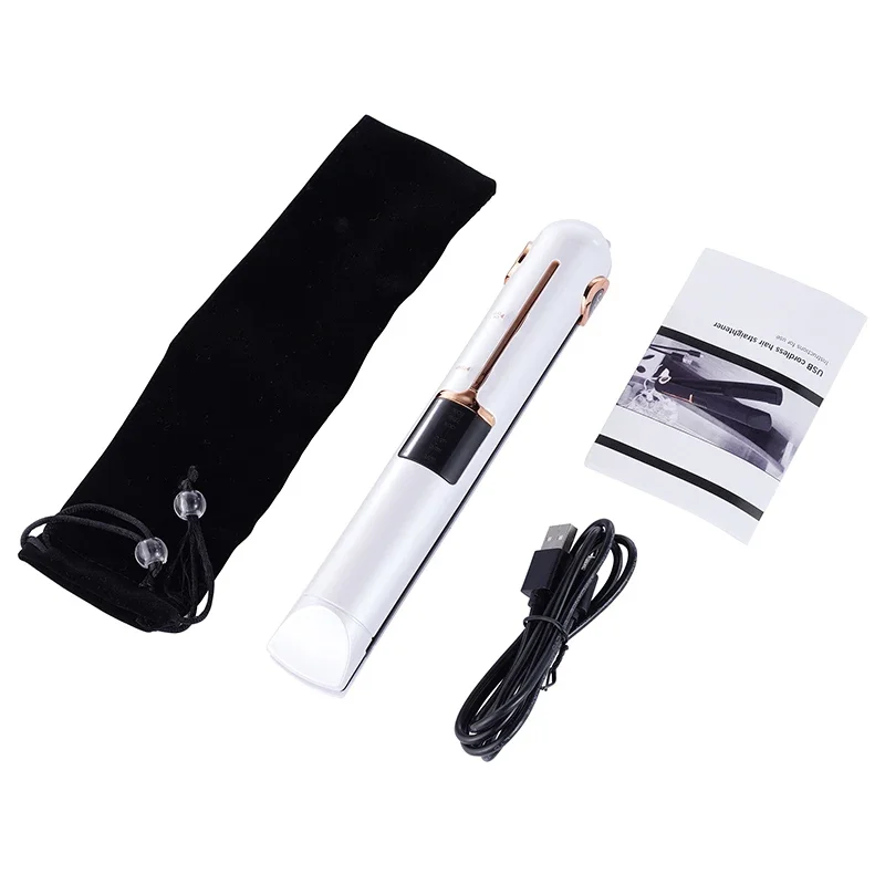 Portable USB Rechargeable Hair Straightener With Power Bank Lock System Travel Flat Irons Wireless Straightening Hair Curler