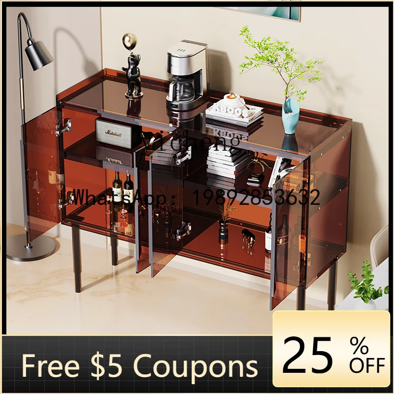 

CC Creative Light Luxury Acrylic Side Cabinet Living Room Kitchen Storage Bucket Cabinet Simple Modern Tea Cabinet Floor