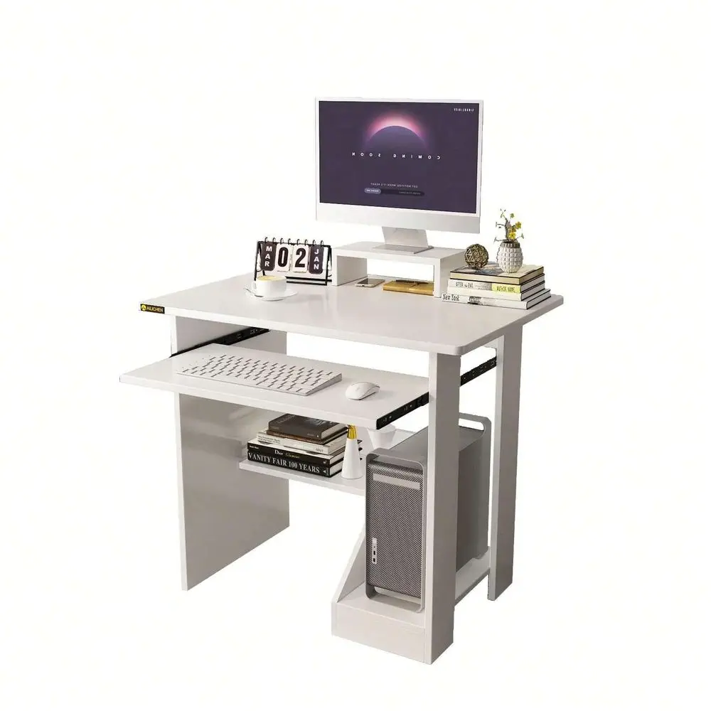 

Small Computer Desk For Small Spaces,Computer Desk With Shelves And Keyboard Tray, Standing Compact Desk With Storage, Home Off