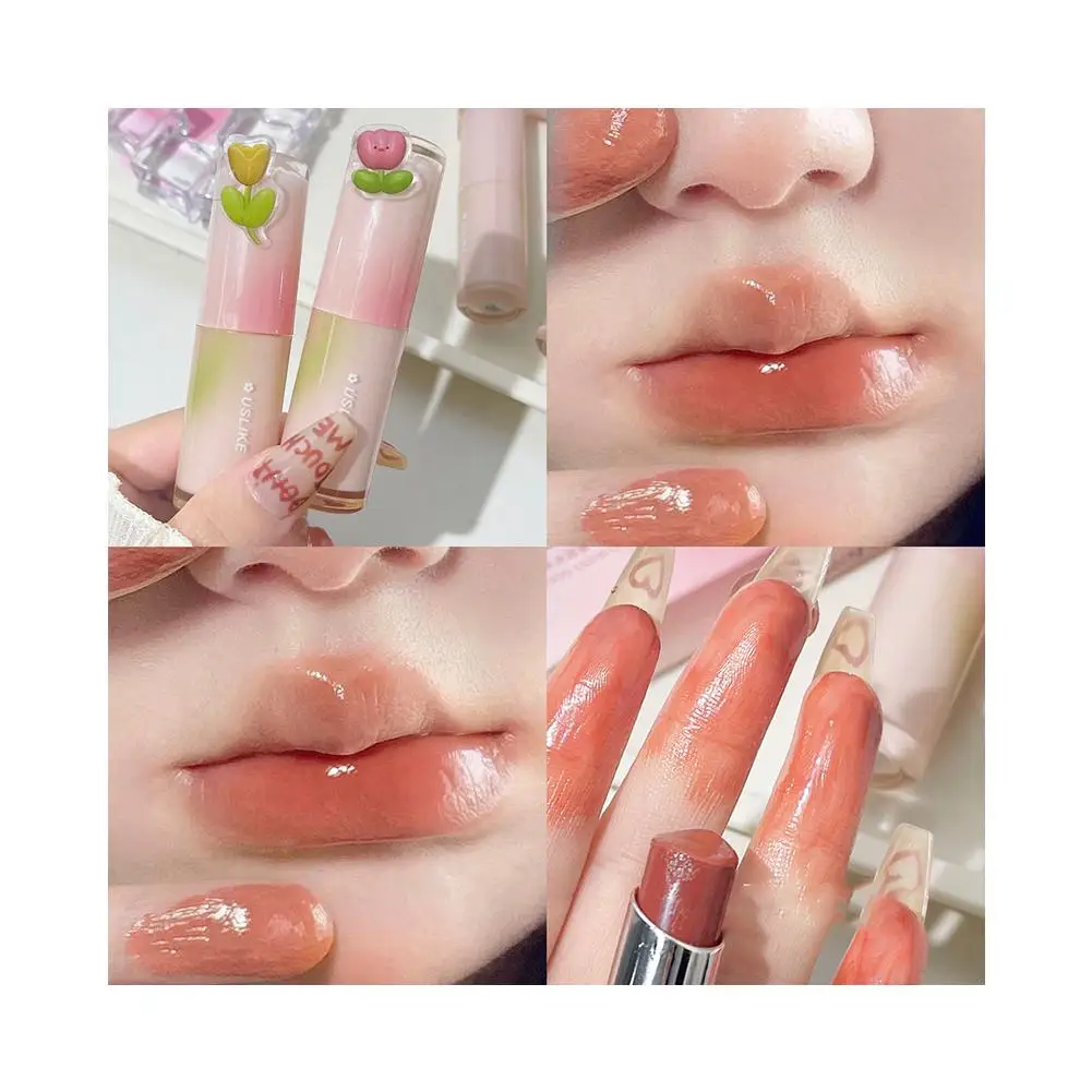 Spiegel Gelee Lip gloss 8 Farben feuchtigkeit spendendes Wasser wasserdicht dauerhafte rote Lippen Kosmetik Lippenstift glänzend flüssige Tönung Make-up o2v8