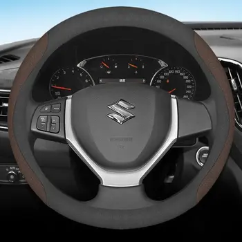 Potah volantu z kůže a uhlíkových vláken pro Suzuki, Dzire, Celerio, Ciaz, Baleno, Solio, Splash, SX4, Vitara, Wagon R, Alto, JIMNY 10 nejlepší prodej kryt volantu Suzuki Jimny - №7