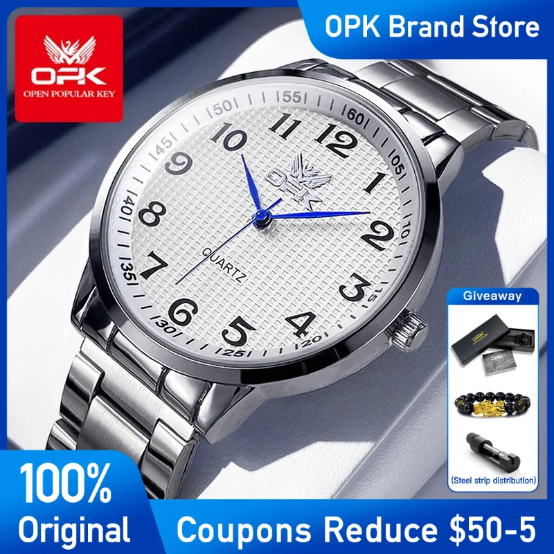 

OPK Mens Watch Original Fashion Brand Quartz Watch Stainless steel Men's Wristwatch Waterproof Watches For Men