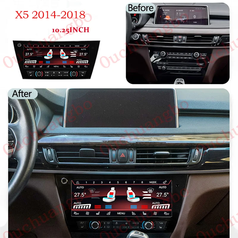 Ouchuangbo 10.25 Inch LCD Air Conditioner Display For X5 F15 F85 2014-2018 With Voice Control Head Unit Car Accessories