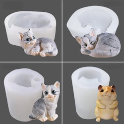 3D Cute Cat Silicone Candle Mold DIY Kitten Animal Soap Resin Gypsum Making Tool Ice Cube Chocolate Cake Mould Home Decor Gifts