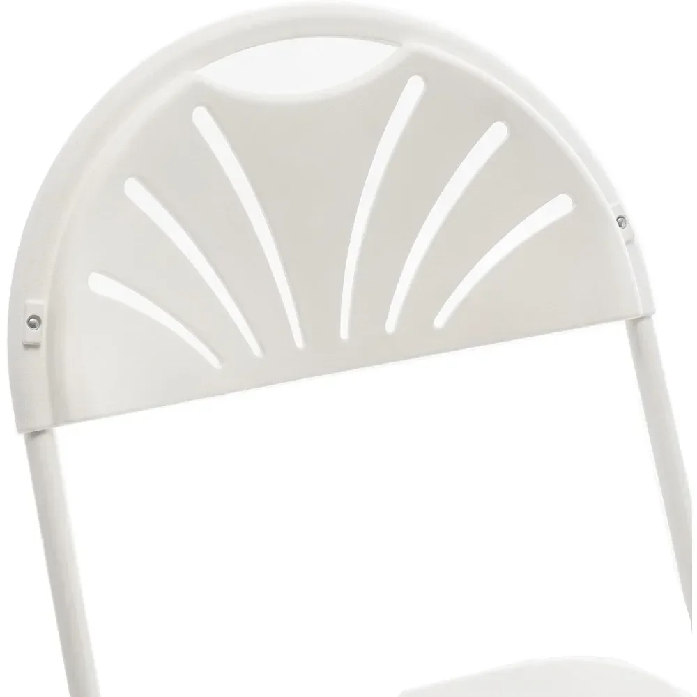 White Plastic Folding Weight Capacity 650LB Steel Frame Commercial Event Chair Lightweight Wedding Party Set of 8