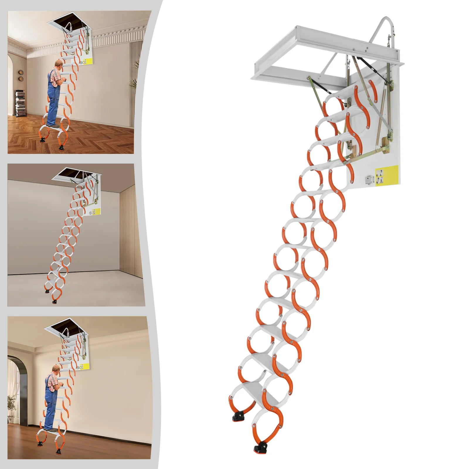 سلم عطري 12 خطوة، سلالم علية قابلة للأسفل، سلالم قابلة للطي مثبتة على الحائط