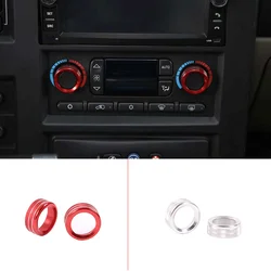 For 2003-2007 Hummer H2 Aluminum Alloy Red/Silver Car Air Conditioning Switch Adjustment Knob Ring Cover Sticker Auto Parts
