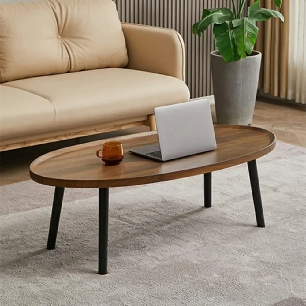 Meja tamu kayu meja kopi furnitur rumah furnitur Mesas bulat desain mewah menyajikan Walnut kafe Modern