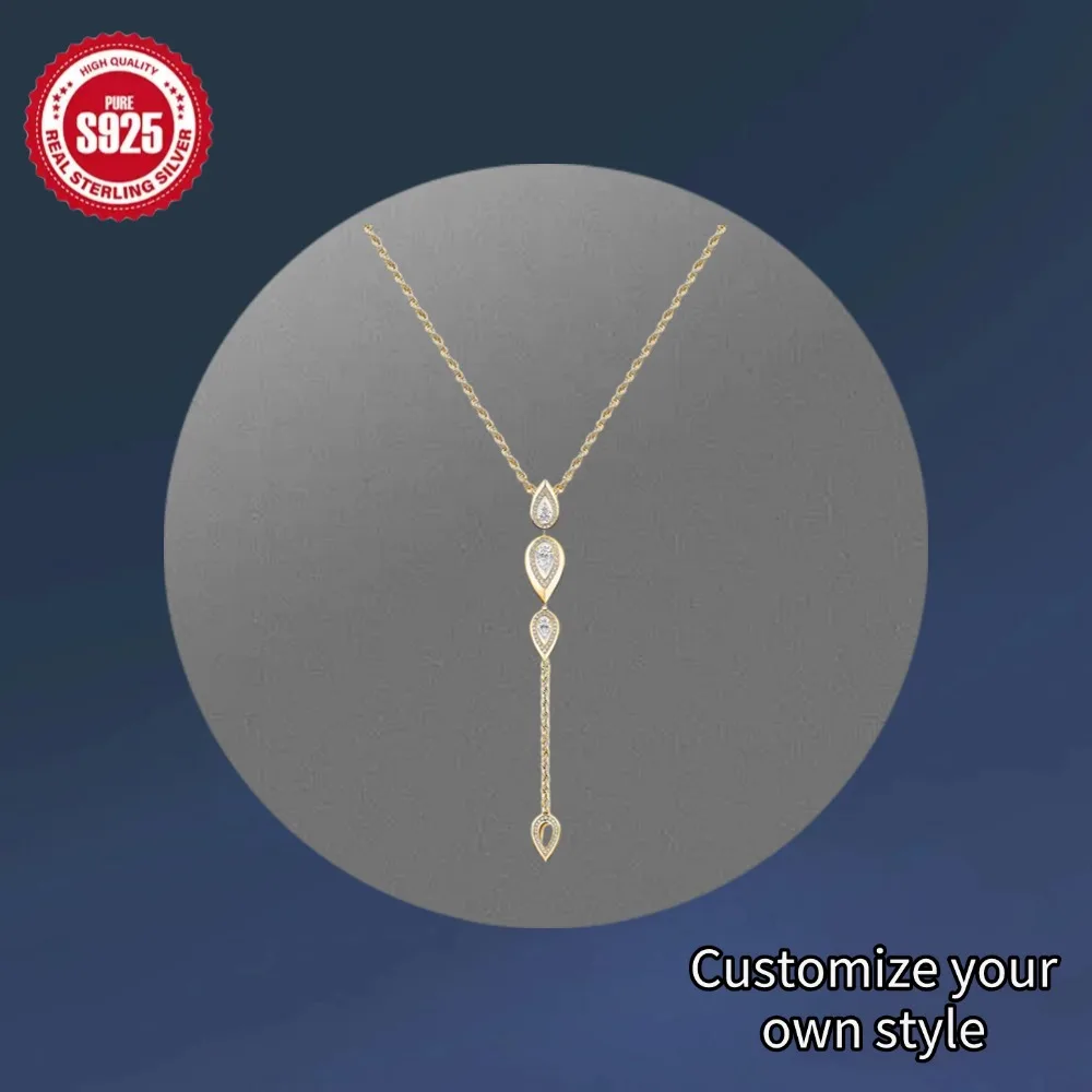 

2025 New Diamond Necklaces S925 Sterling Silver Women's Long Necklace, French Charms Romantic Luxury Jewelry Wedding Gift